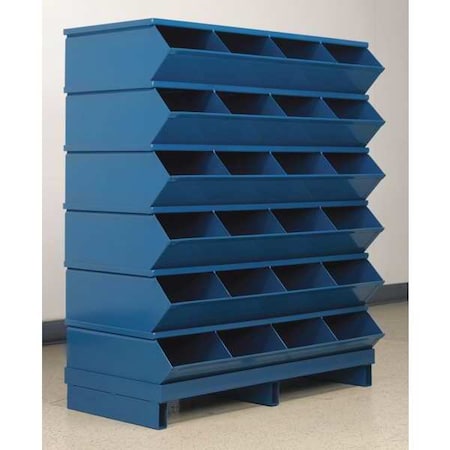 Stackbin Pallet Sectional Stacking Bin, 37 in W x 18.75 in D x 44 in H, 24 Compartments, Blue, Steel 3-324SSPB
