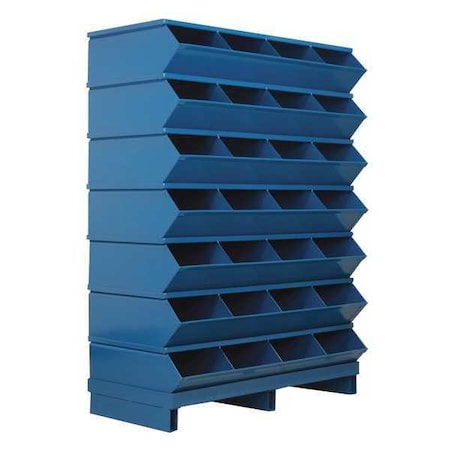 Stackbin Pallet Sectional Stacking Bin, 37 in W x 18.75 in D x 50.875 in H, 28 Compartments, Blue, Steel 3-328SSPB