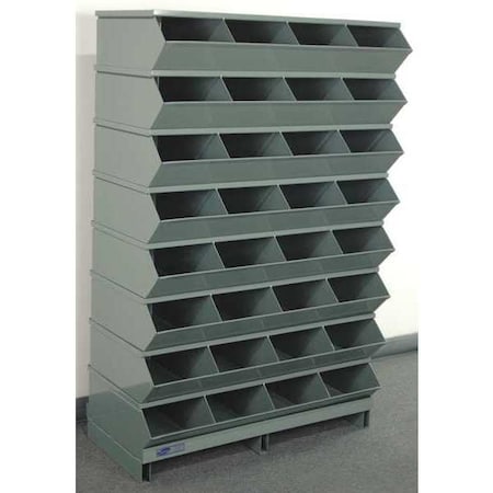 Stackbin Steel Sectional Stacking Bin, 18 3/4 in D x 57 3/4 in H x 37 in W, 9 Shelves, Gray 3-332SSPB