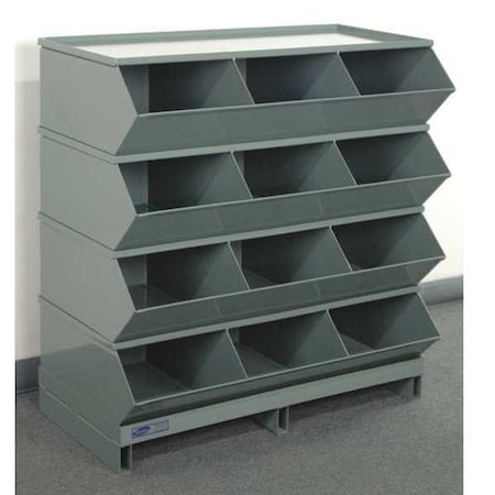 Stackbin Pallet Sectional Stacking Bin, 37 in W x 20.5 in D x 38 in H, 12 Compartments, Gray, Steel 3-412SSPB