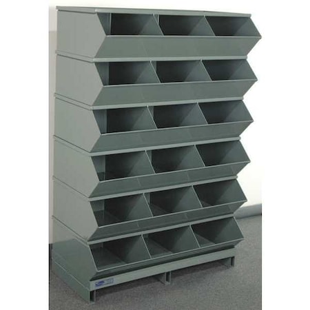 Stackbin Pallet Sectional Stacking Bin, 37 in W x 20.5 in D x 55.75 in H, 18 Compartments, Gray, Steel 3-418SSPB