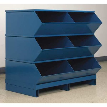 Stackbin Pallet Sectional Stacking Bin, 37 in W x 24 in D x 35.125 in H, 6 Compartments, Blue, Steel 3-56SSPB