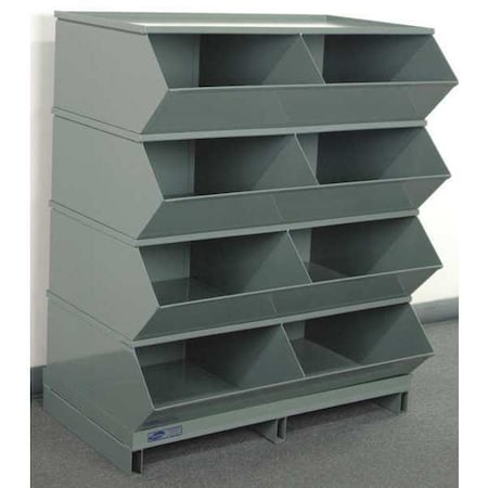 Stackbin Pallet Sectional Stacking Bin, 37 in W x 24 in D x 46 in H, 8 Compartments, Gray, Steel, High Gloss 3-58SSPB