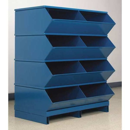 Stackbin Pallet Sectional Stacking Bin, 37 in W x 24 in D x 46 in H, 8 Compartments, Blue, Steel, High Gloss 3-58SSPB