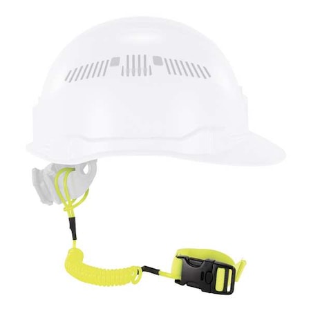 Ergodyne Coil Hard Hat Lanyard, Buckle, 18in.L, Lime 3157