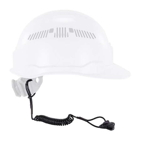 Ergodyne Coil Hard Hat Lanyard, Clamp, 13in.L, Black 3158