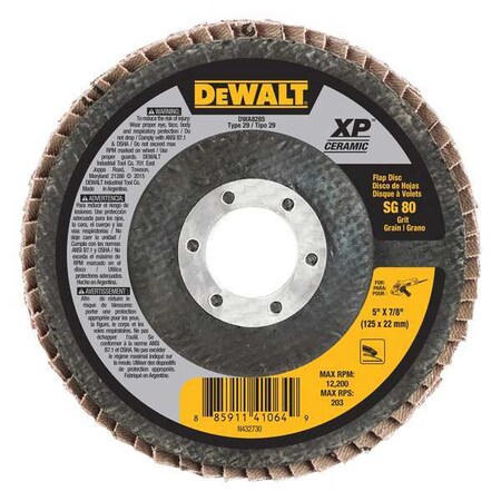 Dewalt Flap Disc, 12, 200 RPM, 5In Dia. DWA8285