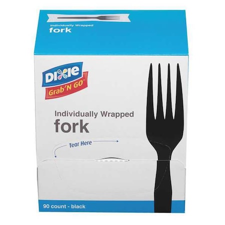 Dixie Industries Wrapped Disposable Fork, Black, Medium Weight, PK90 Per Box, 540PK FM5W540