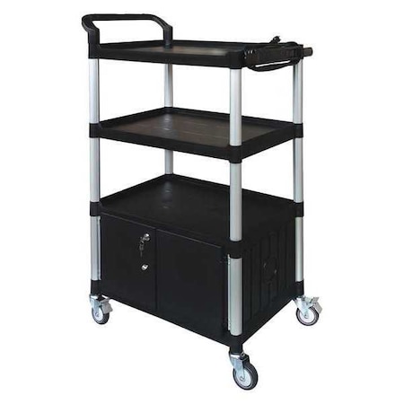 Zoro Select Cart with Cabinet, 52-3/4 in. H, Black 45NP05
