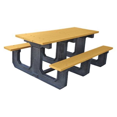Ultrasite Rectangle Picnic Table, Cedar, Vandal Resistant Resinwood, Black Frame, 72 in L, Plank PB 6CEDPARKP
