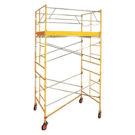 Bil-Jax Scaffold Tower, 2 to 11 ft H, 120 in W, 57 in D, Aluminum, Steel, Wood, 2,000 lb Load Capacity 6004C-10X10RT