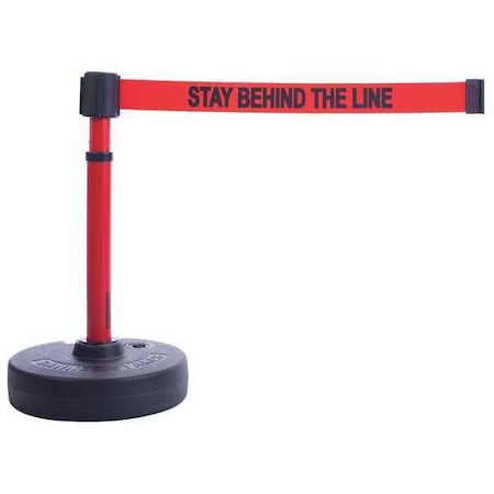 Banner Stakes Barrier Post with Belt, Red, 15 ft Length, 22 in to 42 in Adjustable Post Height PL4095