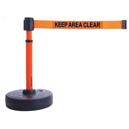 Banner Stakes Barrier Post with Belt, Orange, 15 ft Length, 22 in to 42 in Adjustable Post Height PL4100