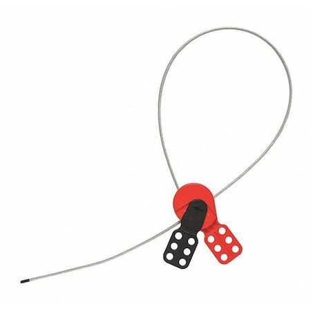 Zoro Select Lockout Cable, Black/Red, CoatSteel, 3 ft.L 45NA02