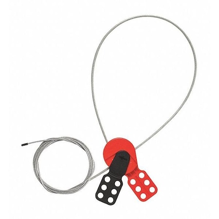 Zoro Select Lockout Cable, Black/Red, CoatSteel, 9ft.L 45NA04