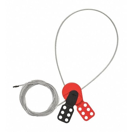 Zoro Select Lockout Cable, Black/Red, CoatSteel, 15ft.L 45NA05