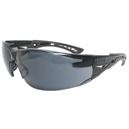 Bolle Safety Rush+, Safety Glasses, Anti-Fog, Anti-Static & Anti-Scratch, Smoke Lens, Black/Gray Frame 40208