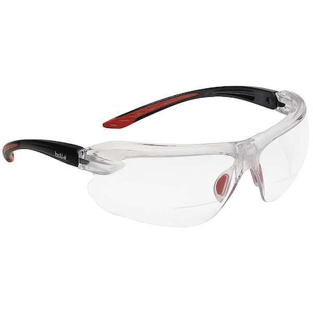 Bolle Safety IRI-S Reader Safety Glasses, Clear Wraparound Frame, 3.0 Diopter, Clear Lens, Anti-Fog Coating 40190