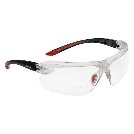 Bolle Safety IRI-S, Safety Glasses, Anti-Fog, Anti-Static & Anti-Scratch, Clear Lens, Black/Red Frame, Frameless 40223