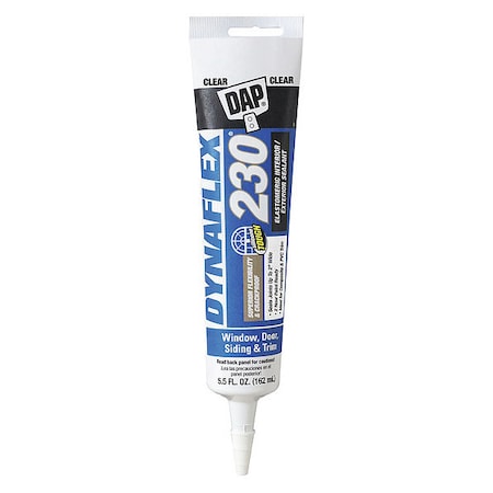 Dap Acrylic Latex Elastomeric Sealant, 6 oz, Tube, Clear, Elastomeric Latex Base, Dynaflex 230 18860