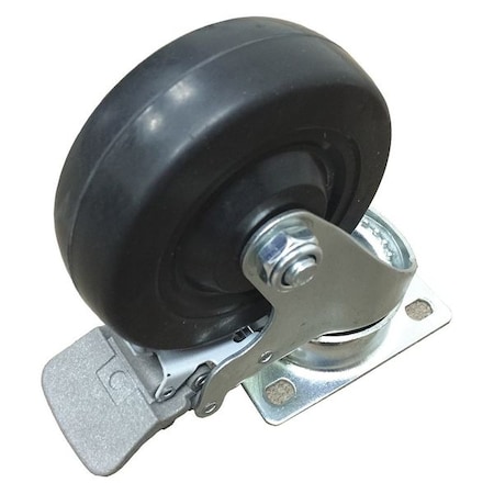 Westward Rubber Caster with Full Brake, 4x1-1/4" TT10A002FG