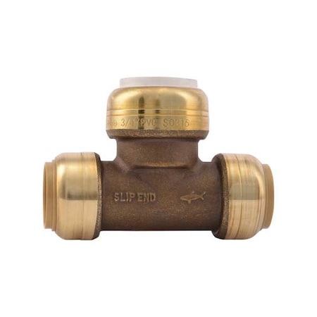 Sharkbite Push-to-Connect Slip Tee, 3/4 in Tube Size, Brass, Brass UIP371
