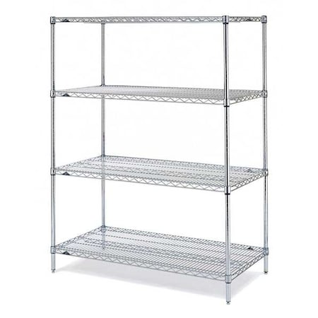 Metro Wire Shelving Unit, 24"D x 60"W x 74-5/8"H, 4 Shelves, Chrome 74P-4,2460NC-4