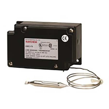 Raychem Line Volt Mechanical Tstat, Open on Rise, Indoor/Outdoor, Fixed 40 Degrees F, SPST, 125 to 480V AC AMC-F5