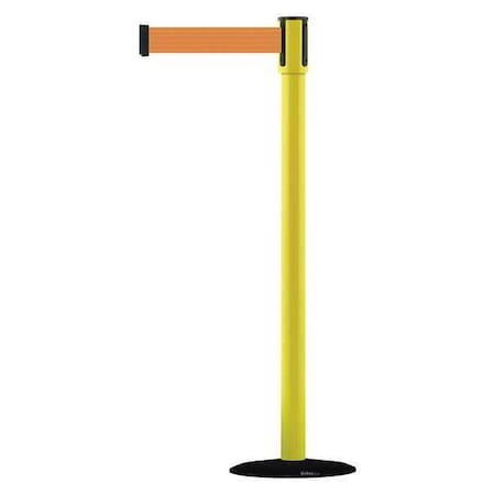 Tensabarrier Barrier Post with Belt, Yellow, 7 1/2 ft Length, 38 in Post Height, No Legend 890B-33-35-33-STD-NO-O5X-C