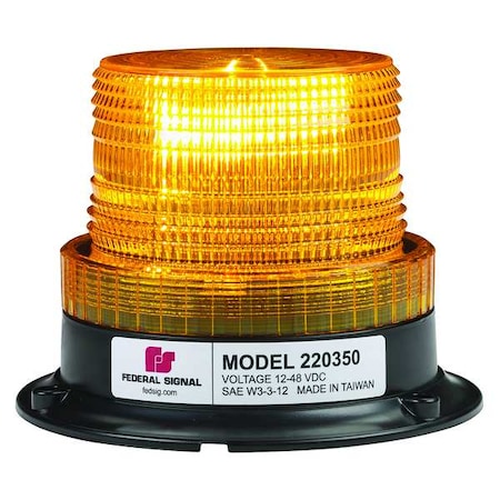 Federal Signal Beacon Light, Pipe/Permanent, 5-7/64 in. H 220350-02