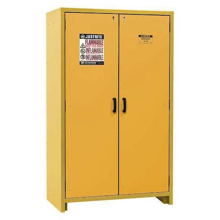 Justrite Hazardous Material Storage Cabinet, 45 gal, 3 Shelves, Steel, 46 in W x 76 3/4 in H x 24 1/2 in D 22603