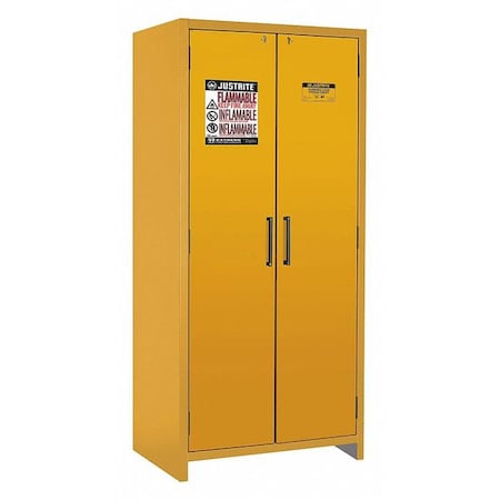 Justrite Hazardous Material Storage Cabinet, 30 gal, 3 Shelves, Steel, 35 1/4 in W x 76 in H x 24 in D 22605