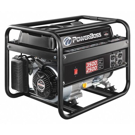 Powerboss Portable Generator, Gasoline, 2,500 W Rated, 3,500 W Surge, Recoil Start, 120V AC, 20.8 A 30666