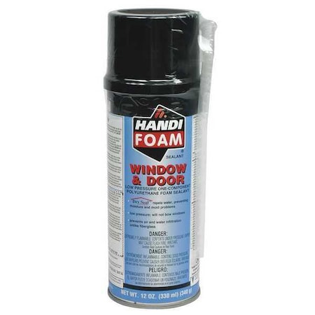 Handi-Foam Spray Foam Sealant, 12 oz, Aerosol Can, Creme, Polyurethane Base, Window & Door P30270