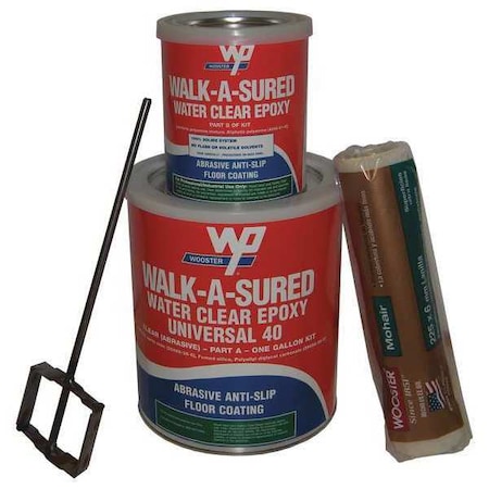 Wooster Products 1 gal Anti-Slip Floor Coating, Anti-Slip Finish, Clear, 100% Solid Base WAS40.CLR