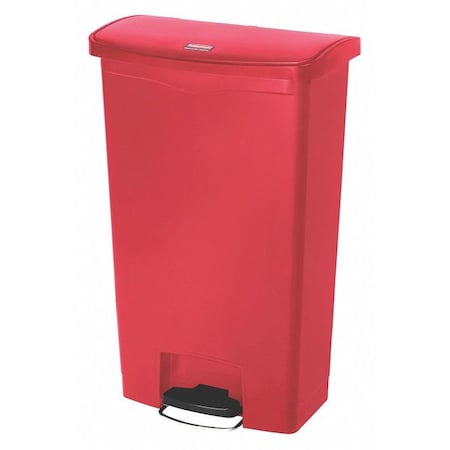 Rubbermaid Commercial Slim Jim Step-On 18 gal Rectangular Slim-Profile Plastic Can, Red, Foot Pedal, Plastic, 13 in 1883568