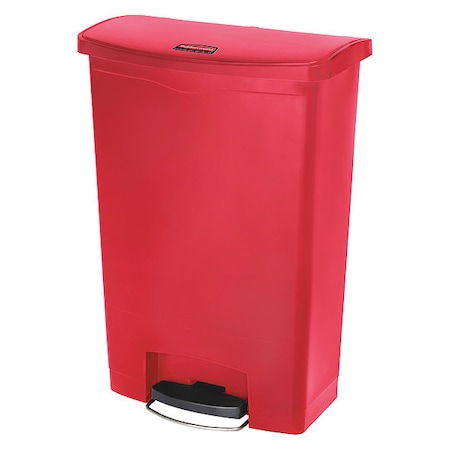 RUBBERMAID COMMERCIAL 24 gal Rectangular Trash Can, Red, 22 1/4 in Dia, Step-On, Plastic 1883570