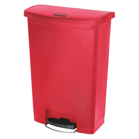 Rubbermaid Commercial Slim Jim Step-On 24 gal Rectangular Slim-Profile Plastic Can, Red, Foot Pedal, Plastic, 23 3/8 in 1883570