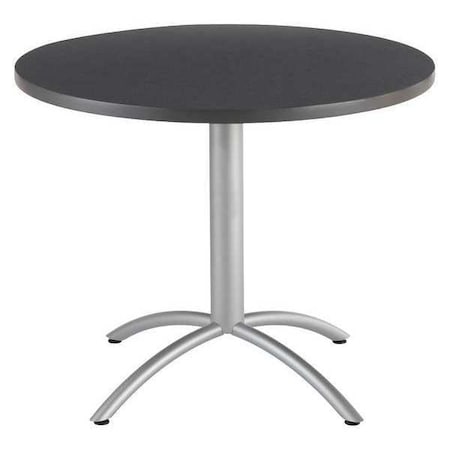 Cafeworks CafeWorks Cafe/Breakroom Table, Graphite Granite Top, Silver Frame, 42 in Dia x 30 in H 65648