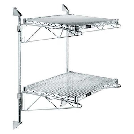 Zoro Select Stainless Steel Wire Wall Shelving, 14"D x 60"W x 34"H, Silver GACB14-34-1460S