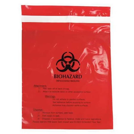 Zoro Select Biohazard Bags, 0.5 gal., Red, PK100 MRWB142316