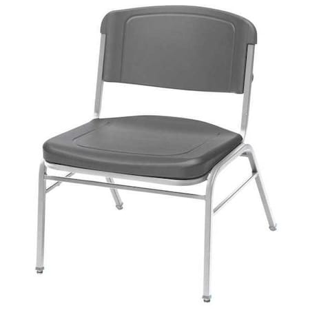 Iceberg Rough n Ready Big and Tall Stack Chair, Charcoal Seat and Back, Silver Frame, Up to 500lbs, 4 PK 64127