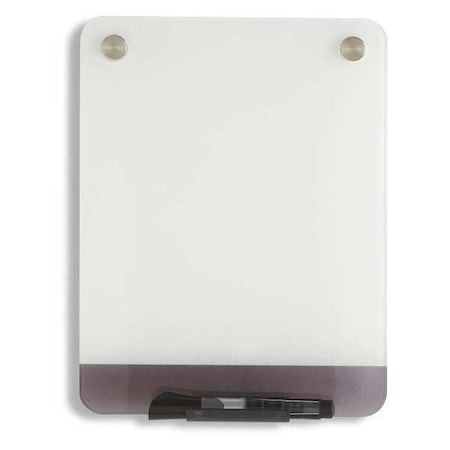 Iceberg Dry Erase Board, Glass, 12 in, 9 in, No Frame Frame, White, Gloss 31110