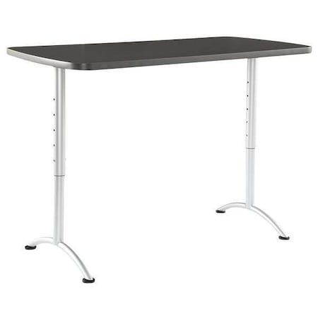 Iceberg ARC Adjustable Table, Granite Thermal Fused Melamine Top, Silver Steel Frame, 30 in D x 60 in W 69317
