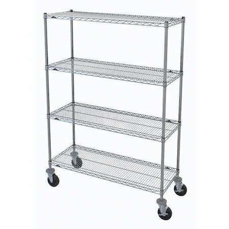 Metro Wire Cart, Brite, 69 in.H x 48 in.L, Silver N356BBR