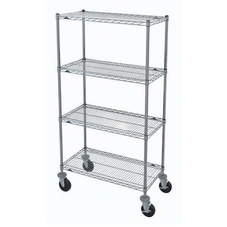 METRO Wire Cart, Brite, 69 in.H x 36 in.L, Silver N336BBR