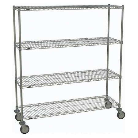 Metro Wire Cart, Chrome, 69in.H x 60in.L, Silver 1860NC-4,63UP-4,5MP-4