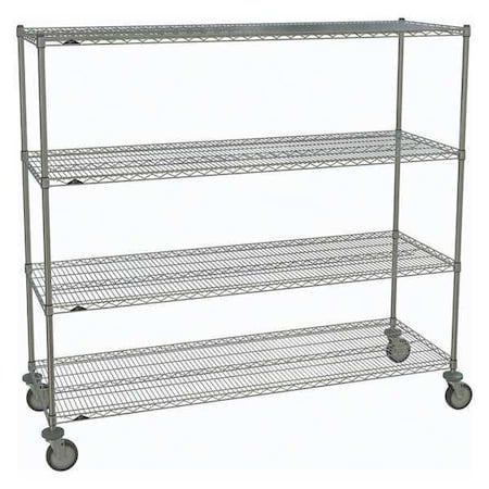 Metro Wire Cart, Chrome, 69in.H x 72in.L, Silver 2472NC-4,63UP-4,5MP-4