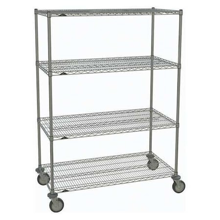 Metro Wire Cart, Chrome, 69in.H x 48in.L, Silver 2448NC-4,63UP-4,5MP-4
