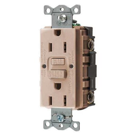 Hubbell Wiring Device-Kellems GFCI Rceptcle, Commer., Almnd, 15A, 0.5 HP GFRST15AL